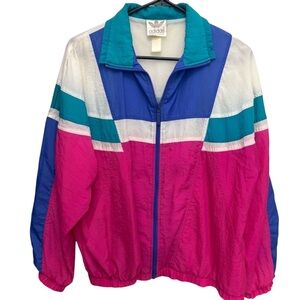Vintage 90s Adidas Colorblock Windbreaker Jacket - Magenta/Teal/Blue